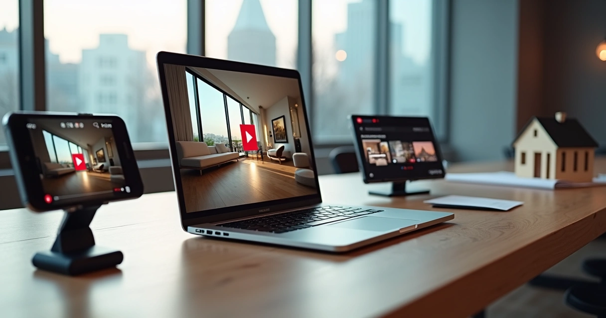 Three different styles of devices playing video